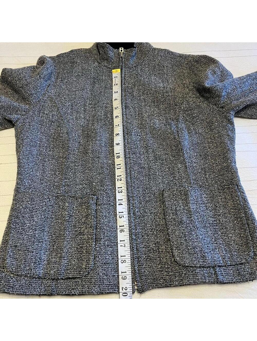 Charter Club Black Gray Wool-Texture Fleece-Lined Jacket Women's Small - Picture 7 of 8